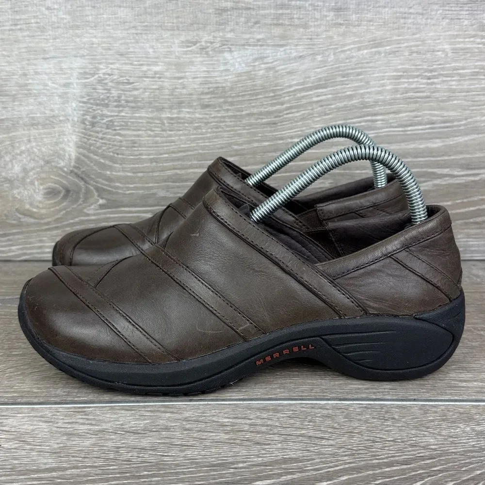Merrell Encore Eclipse Women’s Size 8 Smooth Bug Brown Leather Slip On Shoes